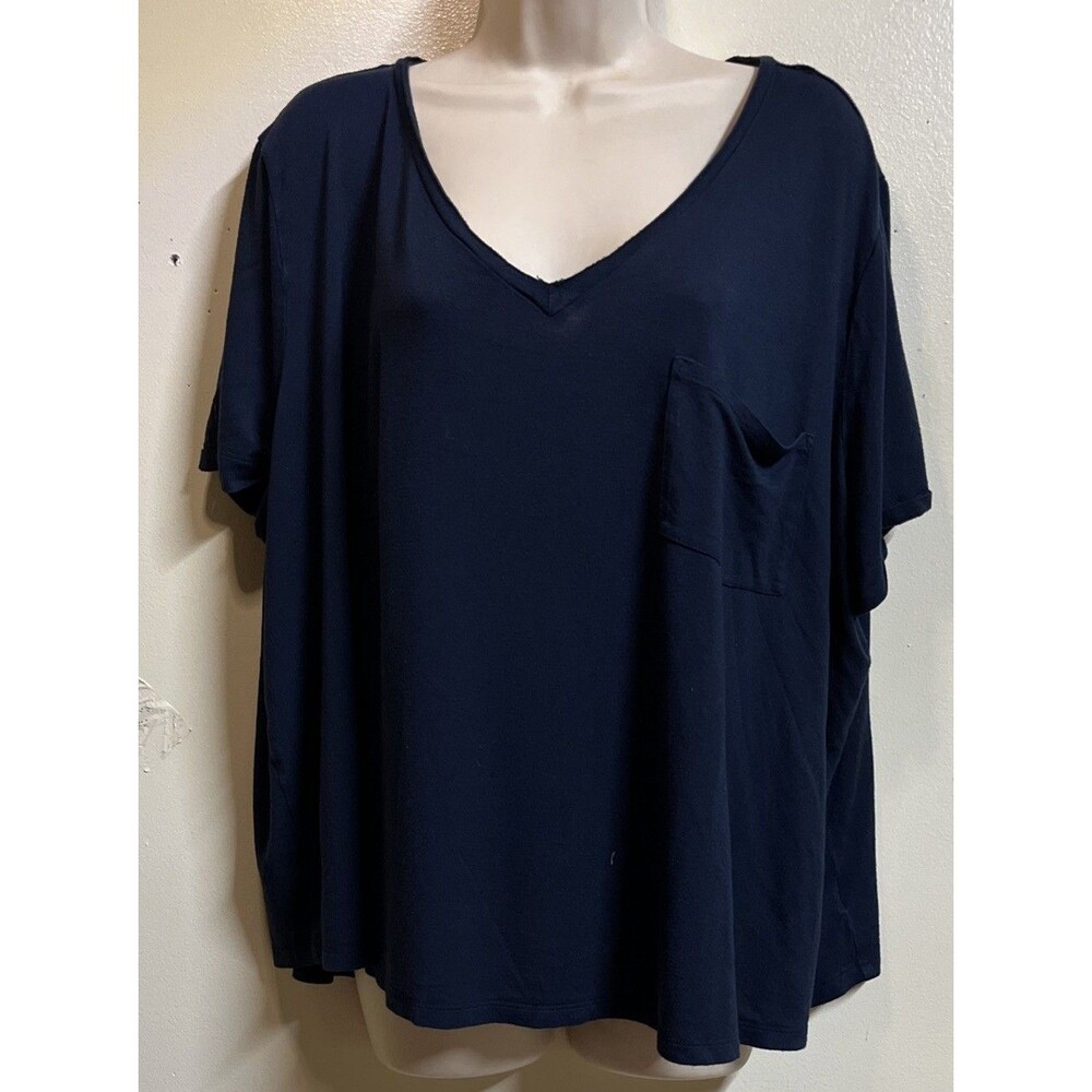 Pink Rose Sweet Teas T Shirt Womens Navy 3X Blue Top Blouse Casual Ladies